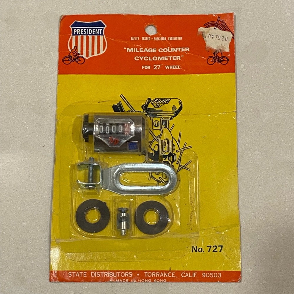 Vintage 70’s NOS President Bicycle Cyclometer Mile Counter 27” Wheel USA